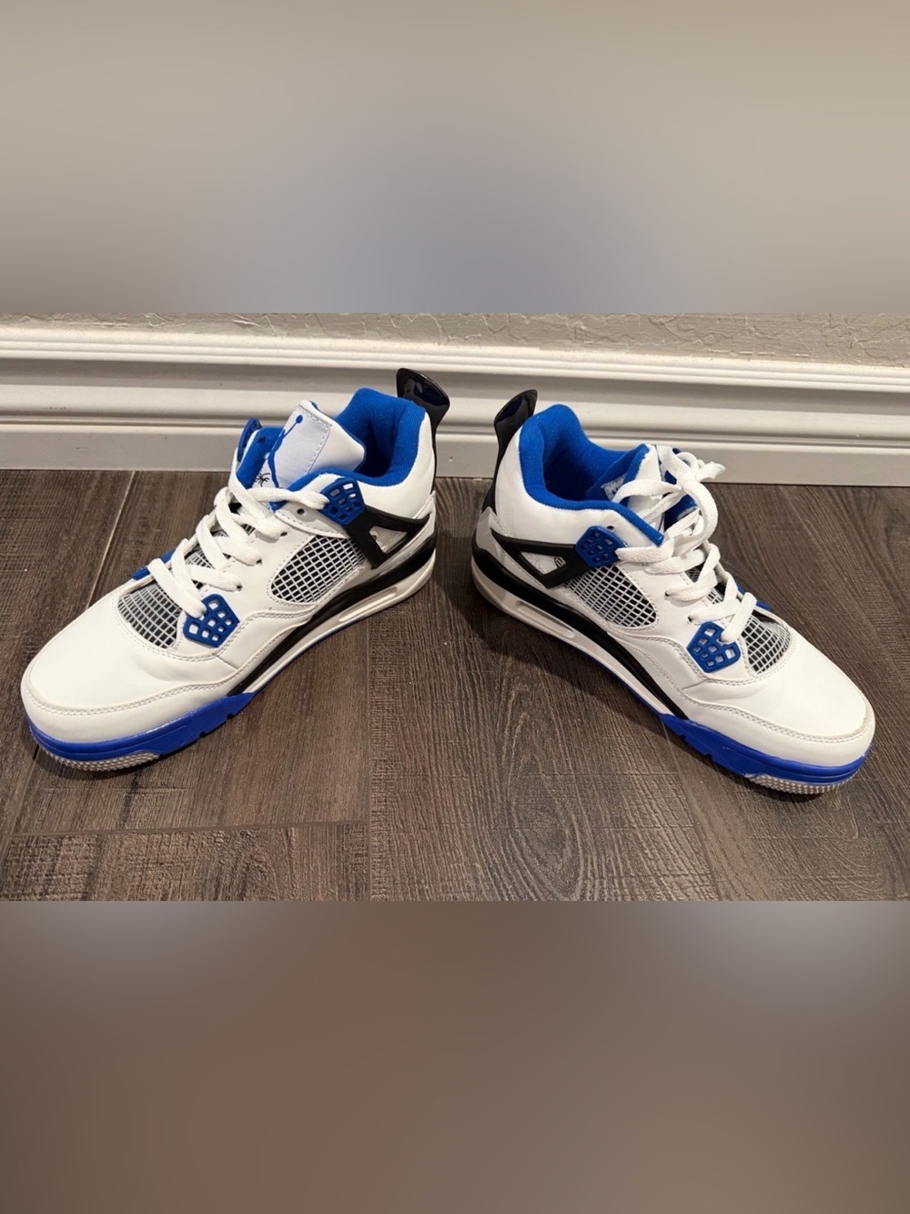 Air Jordan 4 Retro Motorsports White Blue Black 308497-117 Mens Size 8 - Picture 1 of 16